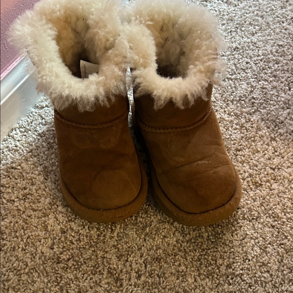 UGG Tan Kids Boots with Cream Fur